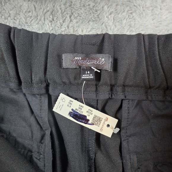 Madewell Women 14 Slouchy Black Trousers Pleated Wide Leg Brushed Twill - Picture 6 of 13